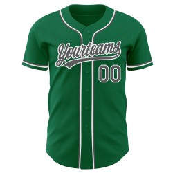 Steel Authentic Baseball Green Jersey Custom Kelly Grau-Weiß