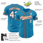 Benutzerdefinierte Baseball Weiß-Orange Panther Jersey Authentic Blau Benutzerdefinierte Baseball Weiß-Orange Panther Jersey Authentic Blau
