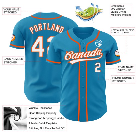 Benutzerdefinierte Baseball Weiß-Orange Panther Jersey Authentic Blau Benutzerdefinierte Baseball Weiß-Orange Panther Jersey Authentic Blau