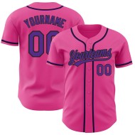 Baseball Authentic Custom Lila-Schwarz Trikot Pink