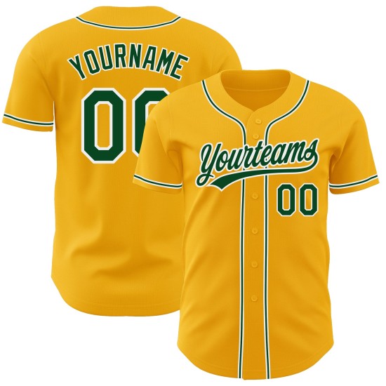 Grün-Weiß Authentic Gold Custom Baseball Jersey Grün-Weiß Authentic Gold Custom Baseball Jersey