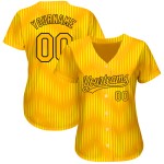 Gold-Schwarzes authentisches 3D-Trikot-Muster im goldenen Baseball-Design Gold-Schwarzes authentisches 3D-Trikot-Muster im goldenen Baseball-Design