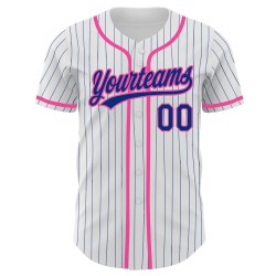 Royal-Pink Baseball Royal Weiß Nadelstreifen Trikot Authentic Custom
