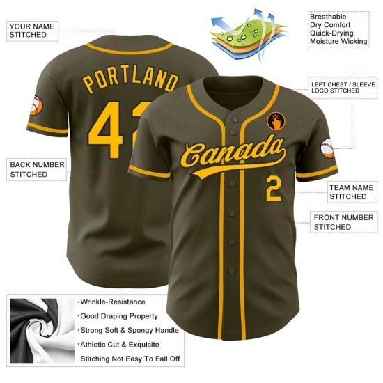 Salute To Gold-Schwarzes authentisches Baseball-Service-Custom-Oliventrikot Salute To Gold-Schwarzes authentisches Baseball-Service-Custom-Oliventrikot