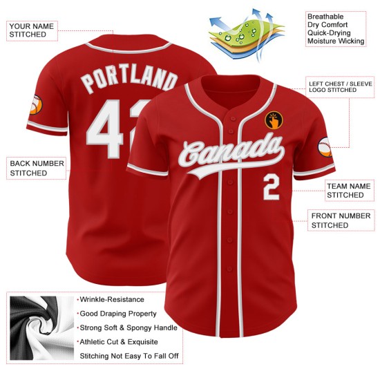Rotes Trikot Custom Weiß-Grau Baseball Authentic Rotes Trikot Custom Weiß-Grau Baseball Authentic