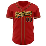 Marineblau-Gold Custom Red Authentic Baseballtrikot Marineblau-Gold Custom Red Authentic Baseballtrikot