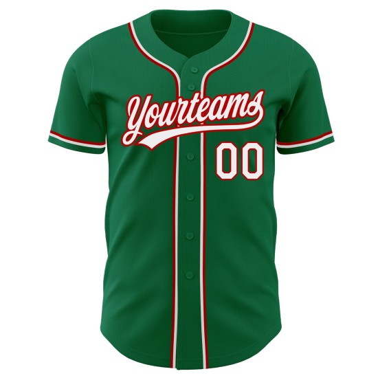 Grün Weiß-Rot Custom Baseball Trikot Authentic Kelly Grün Weiß-Rot Custom Baseball Trikot Authentic Kelly
