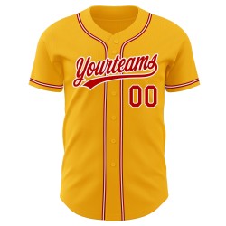 Jersey Authentic Baseball Rot-Weiß Custom Gold