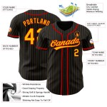 Benutzerdefinierte Nadelstreifen Gold-Rot Authentic Jersey Schwarz Gold Baseball Benutzerdefinierte Nadelstreifen Gold-Rot Authentic Jersey Schwarz Gold Baseball