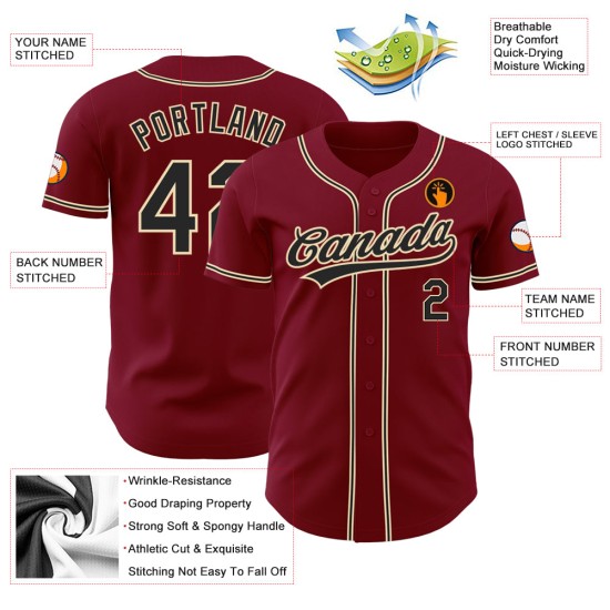 Jersey Custom Authentic Cream Baseball Schwarz-City Crimson Jersey Custom Authentic Cream Baseball Schwarz-City Crimson
