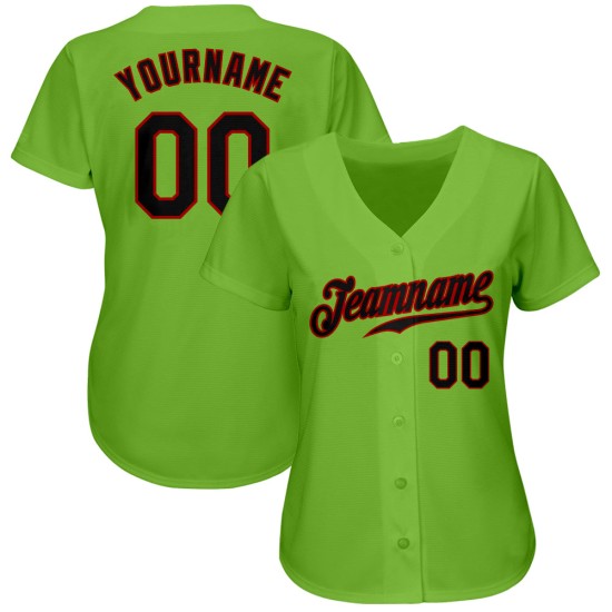 Neon Baseball Schwarz-Rot Custom Grün Authentic Trikot Neon Baseball Schwarz-Rot Custom Grün Authentic Trikot