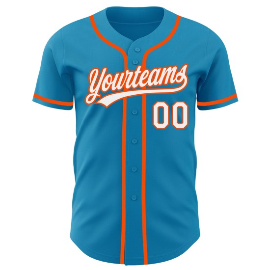 Benutzerdefinierte Baseball Weiß-Orange Panther Jersey Authentic Blau Benutzerdefinierte Baseball Weiß-Orange Panther Jersey Authentic Blau