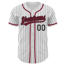 Nadelstreifen Baseball Schwarz Authentic Weiß Custom Crimson Jersey
