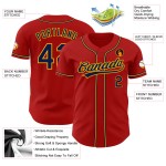 Marineblau-Gold Custom Red Authentic Baseballtrikot Marineblau-Gold Custom Red Authentic Baseballtrikot