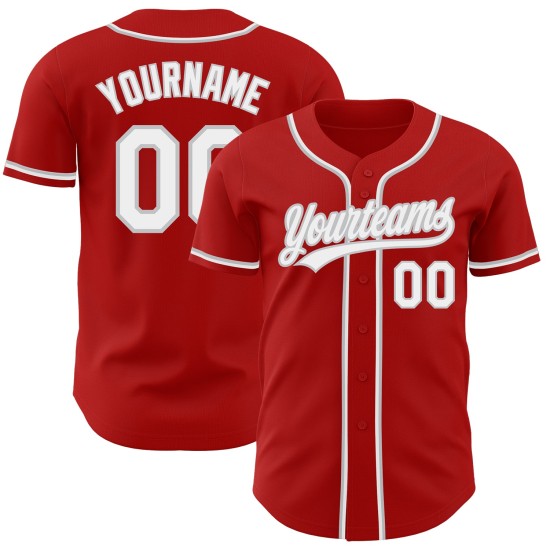 Rotes Trikot Custom Weiß-Grau Baseball Authentic Rotes Trikot Custom Weiß-Grau Baseball Authentic