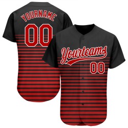 Muster Authentische 3D Design Rot-Weiß Custom Jersey Schwarz Baseball