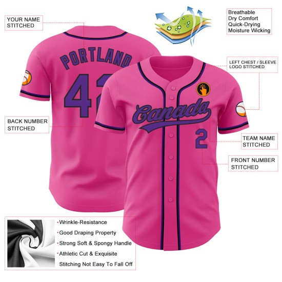 Baseball Authentic Custom Lila-Schwarz Trikot Pink Baseball Authentic Custom Lila-Schwarz Trikot Pink