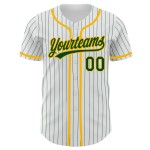 Jersey Grün-Gold Custom Pinstripe Baseball Weiß Authentic Grün Jersey Grün-Gold Custom Pinstripe Baseball Weiß Authentic Grün