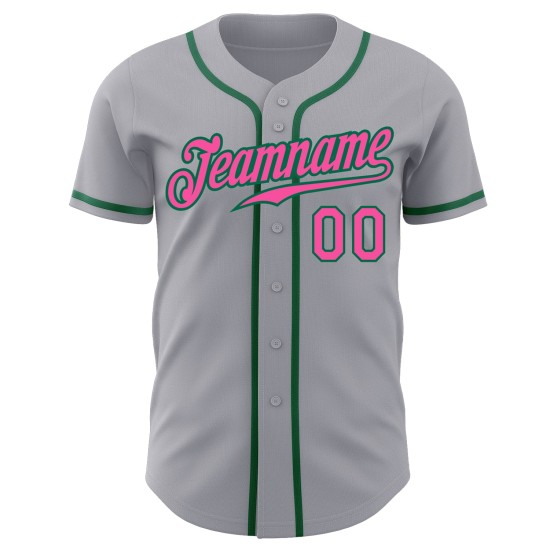 Baseball Grün Jersey Pink-Kelly Grau Authentic Custom Baseball Grün Jersey Pink-Kelly Grau Authentic Custom