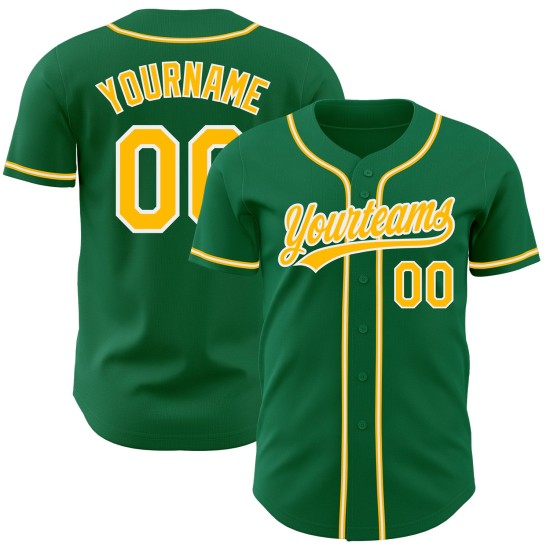 Gold-Weiß-Grünes Trikot Custom Authentic Kelly Baseball Gold-Weiß-Grünes Trikot Custom Authentic Kelly Baseball