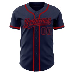 Authentisches Marineblaues Trikot Marineblau-Rot Custom Baseball