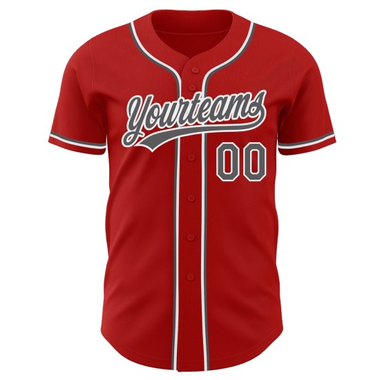 Authentisches rotes Steel Custom Baseball-Trikot Grau-Weiß Authentisches rotes Steel Custom Baseball-Trikot Grau-Weiß
