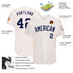 Jersey Navy Weiß Nadelstreifen Orange Custom Baseball Authentic Jersey Navy Weiß Nadelstreifen Orange Custom Baseball Authentic