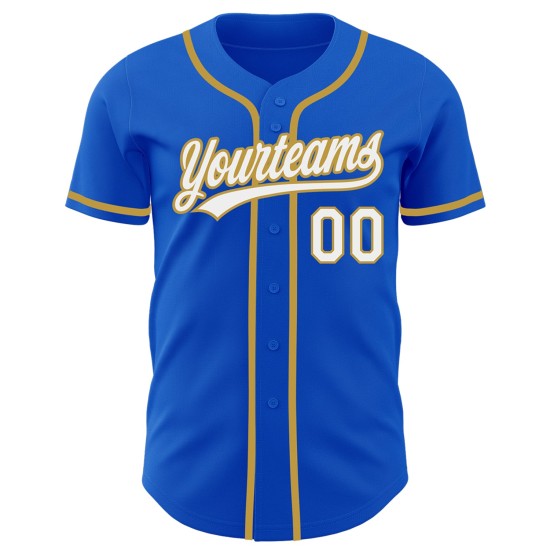 Blaues, individuelles, authentisches, weiß-altes Thunder-Trikot in Gold Blaues, individuelles, authentisches, weiß-altes Thunder-Trikot in Gold