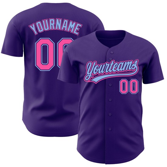 Pink-Light Jersey Custom Baseball Authentic Lila Blau Pink-Light Jersey Custom Baseball Authentic Lila Blau