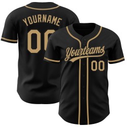 Schwarzes Baseball-Trikot, benutzerdefiniertes altes authentisches Gold