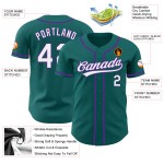 Custom Jersey Weiß-Lila Teal Authentic Baseball Custom Jersey Weiß-Lila Teal Authentic Baseball