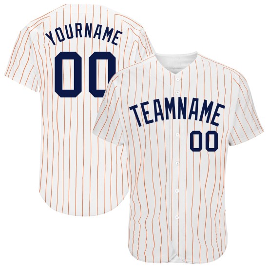 Jersey Navy Weiß Nadelstreifen Orange Custom Baseball Authentic Jersey Navy Weiß Nadelstreifen Orange Custom Baseball Authentic
