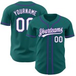 Custom Jersey Weiß-Lila Teal Authentic Baseball Custom Jersey Weiß-Lila Teal Authentic Baseball