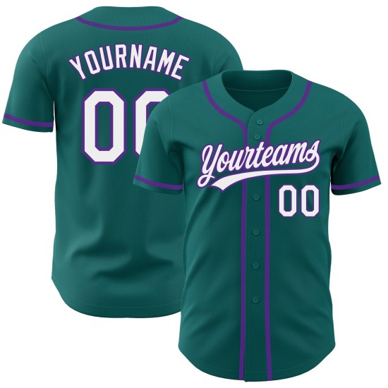 Custom Jersey Weiß-Lila Teal Authentic Baseball Custom Jersey Weiß-Lila Teal Authentic Baseball