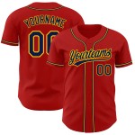 Marineblau-Gold Custom Red Authentic Baseballtrikot Marineblau-Gold Custom Red Authentic Baseballtrikot