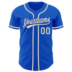 Cremefarbenes authentisches blaues Baseball-Trikot von City Thunder