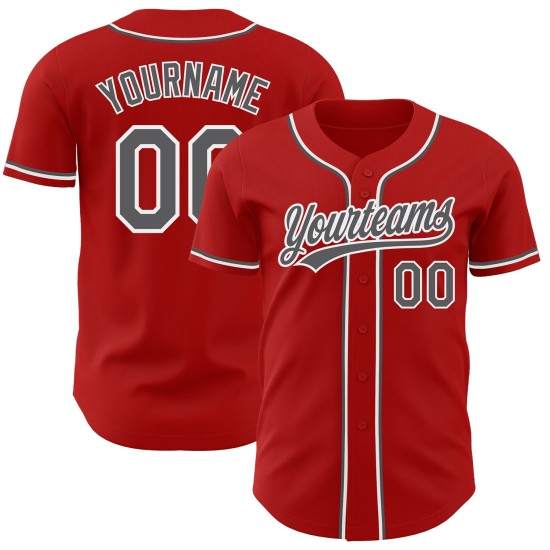 Authentisches rotes Steel Custom Baseball-Trikot Grau-Weiß Authentisches rotes Steel Custom Baseball-Trikot Grau-Weiß