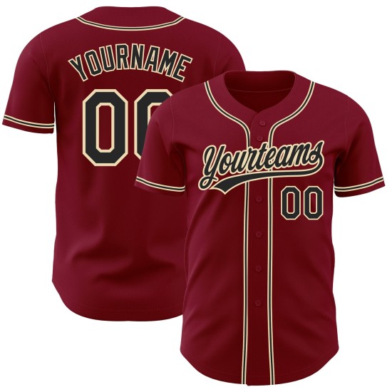 Jersey Custom Authentic Cream Baseball Schwarz-City Crimson Jersey Custom Authentic Cream Baseball Schwarz-City Crimson
