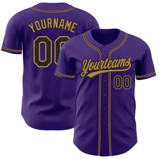 Benutzerdefinierte authentische schwarz-alt lila Jersey Baseball Gold Benutzerdefinierte authentische schwarz-alt lila Jersey Baseball Gold