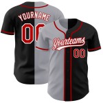 Split Schwarz Jersey Baseball Authentische Custom Rot-Grau Mode Split Schwarz Jersey Baseball Authentische Custom Rot-Grau Mode