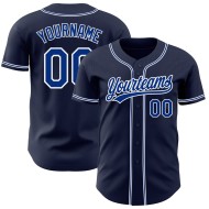 Custom Authentic Navy Baseball Trikot Royal-Weiß