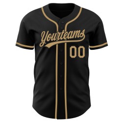 Schwarzes Baseball-Trikot, benutzerdefiniertes altes authentisches Gold