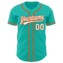 Authentisches Weiß-Orange Custom Jersey Baseball Aqua