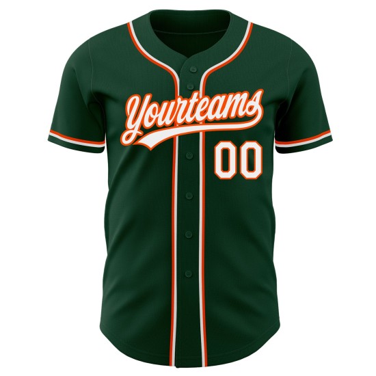 Grünes Custom Authentic Weiß-Orange Jersey Baseball Grünes Custom Authentic Weiß-Orange Jersey Baseball