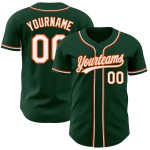 Grünes Custom Authentic Weiß-Orange Jersey Baseball Grünes Custom Authentic Weiß-Orange Jersey Baseball
