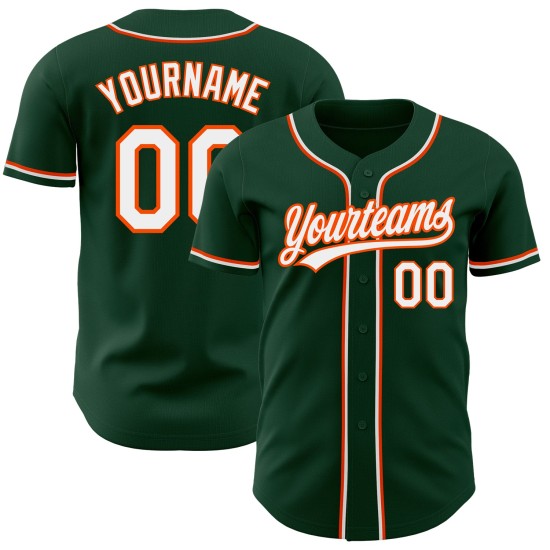 Grünes Custom Authentic Weiß-Orange Jersey Baseball Grünes Custom Authentic Weiß-Orange Jersey Baseball