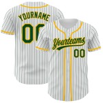Jersey Grün-Gold Custom Pinstripe Baseball Weiß Authentic Grün Jersey Grün-Gold Custom Pinstripe Baseball Weiß Authentic Grün