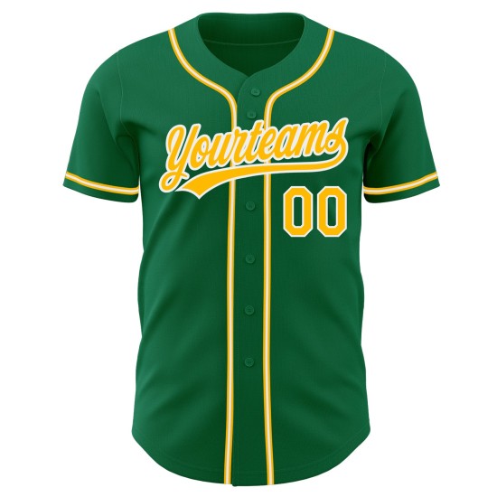 Gold-Weiß-Grünes Trikot Custom Authentic Kelly Baseball Gold-Weiß-Grünes Trikot Custom Authentic Kelly Baseball