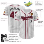 Nadelstreifen Baseball Schwarz Authentic Weiß Custom Crimson Jersey Nadelstreifen Baseball Schwarz Authentic Weiß Custom Crimson Jersey