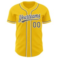 Authentisches, individuelles gelbes Baseball-Trikot Stahlgrau-Weiß